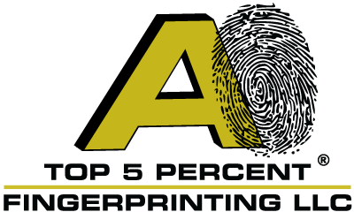 A Top 5 Percent Fingerprinting Logo. Large letter A with fingerprint over it.